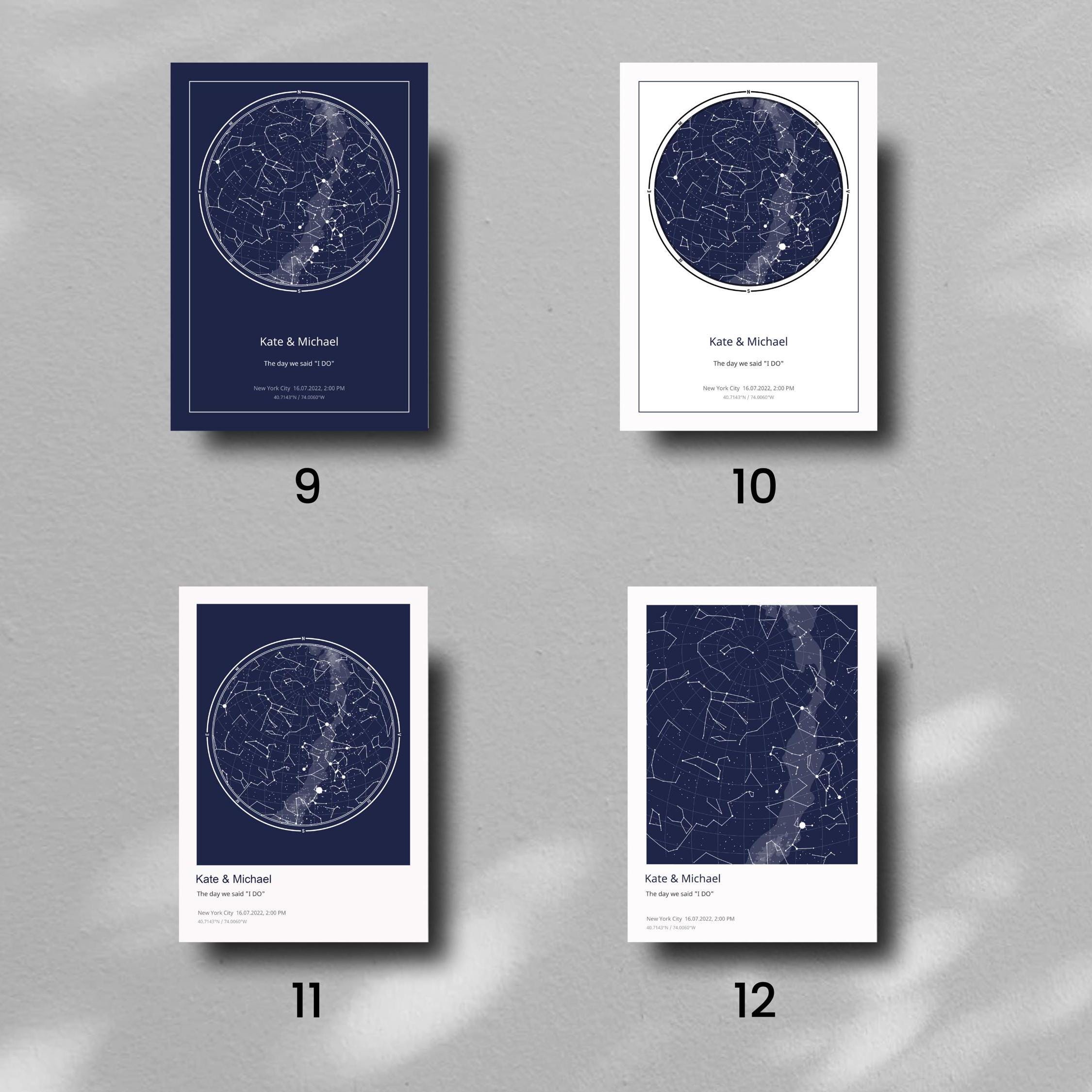 CUSTOM STAR MAP in Blue Digital Star Map Custom Poster Birthday Gift ...