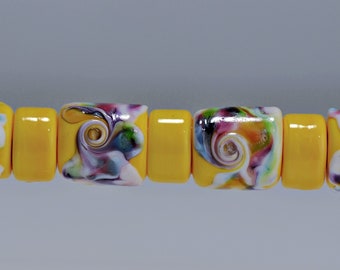 Yellow and Multi Color Large Hole Beads for Making Jewelry