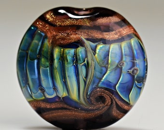 Purple and Metallic Blue Lampwork Focal Bead for Making Jewelry by Sky Valley Beads