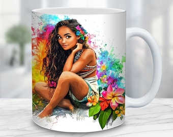 Watercolor Princess Mug Wrap: 11oz & 15oz Mug Template (Digital Download)