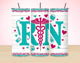 RN Tumbler Sublimation Design: 20oz Skinny Nurse Wrap (Digital Download)