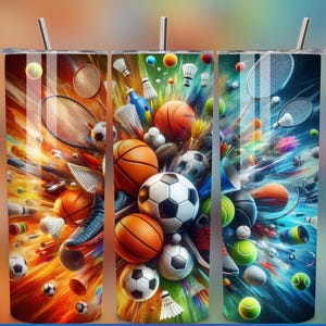 Sports Tumbler Wrap Design: Baseball, Football (PNG Digital Download)