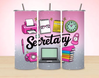 Secretary Tumbler Wrap: Office Desk Design (PNG File)