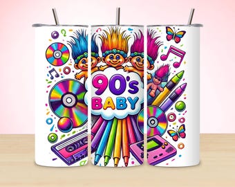 90er Jahre Baby Tumbler Wrap: Retro Nostalgie Design (Digitaler Download)
