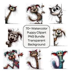 Quirky Animal Clipart Bundle, Whimsical Safari Graphics, Dog Cat Illustration, Birthday PNG Art, Silly Sublimation Designs