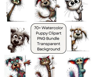 Whimsical Animal Clipart Bundle: Safari Dog Cat PNG Art (Digital Download)