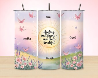 Mental Health Tumbler Design: Positive Affirmations PNG (Digital Download 20oz Skinny Tumbler Wrap)