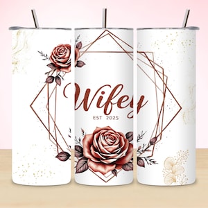 Wifey Tumbler Wrap, 20 oz Skinny Tumbler Sublimation, Wedding Gift Design, Wedding Tumbler Template, Digital Download PNG