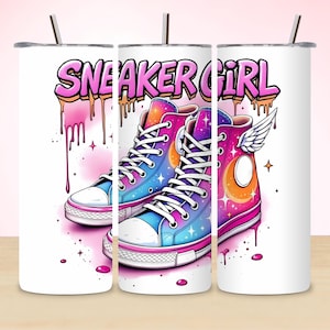 Sneaker Tumbler Wrap PNG, Bubble Wrap 20oz Sublimation Tumbler Design, Pink Sneakers PNG, Sneakers Love Digital Download, 20 Oz Tumbler Art