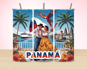 Wrap beker Panama vlag: Panamese Pride 20 oz skinny ontwerp (digitale download)