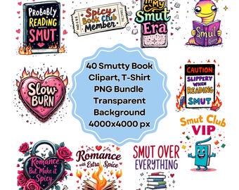 Spicy Book Clipart PNG Bundle: Smut Lover Designs (Digital Download)