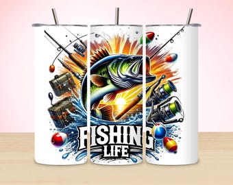 Fishing Life Tumbler Wrap: Sublimeringsdesign för fiskare (digital nedladdning)