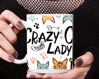 Crazy Cat Lady Mug Wrap: Sublimation Design PNG (11oz)