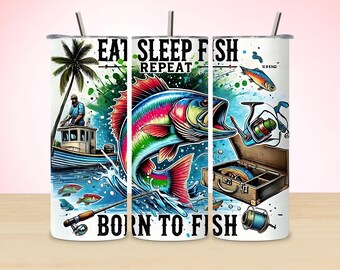Fishing 20oz Tumbler Wrap PNG | Funny Fisherman Fish Sublimation Design | Skinny Tumbler Digital Download