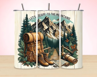 Hiking Adventure Tumbler Wrap: Mountain Escape Design (Digital Download)