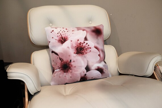 Limited Edition Sakura Japanese Cherry Blossom Photo Throw Pillow Cushion Cover Macro Pastel Blush Pale Pink Bloom Spring Flowers - 