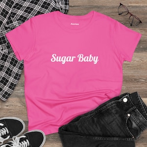 Sugar Baby Women&#39;s Midweight Cotton Tee Cute Y2K Aesthetic Gift for Her 100% Cotton T-Shirt High Quality