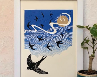 Swifts original limited edition linocut print.