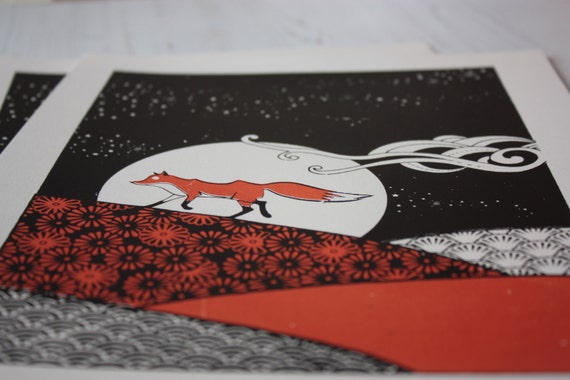 Red fox personalised screenprint for guidance A4 sized. Prints ...