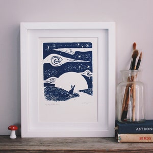 Little hare, big sky. Original silkscreen print. image 1