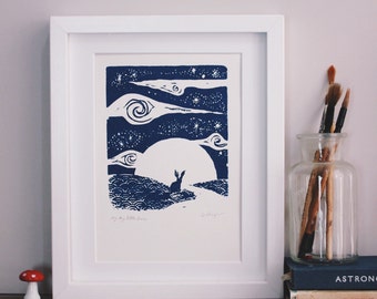 Little hare, big sky. Original silkscreen print.