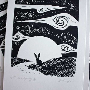 Little hare, big sky. Original silkscreen print. image 4