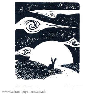 Little hare, big sky. Original silkscreen print. image 2