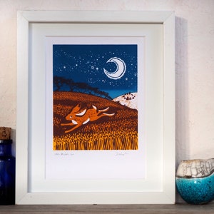 Where hares run. Original hand pulled screenprint image 1