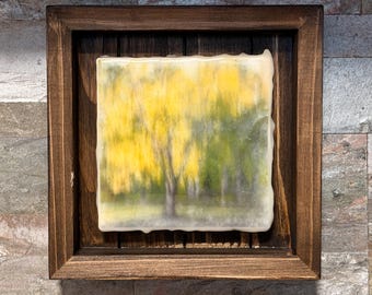 Bright Fall Yellow Encaustic Photography, ICM (Intentional Camera Movement)