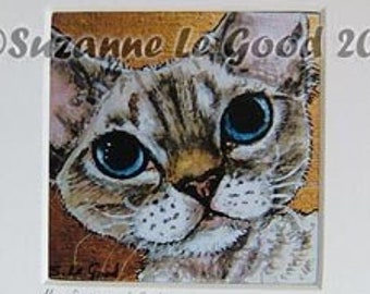 Devon Rex cat art aceo Tabbypoint Limited Edition mounted print from original painting by Suzanne Le Good