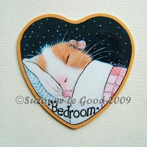 GUINEA PIG art bedroom Door sign laminated from original painting cavy by Suzanne Le Good image 1