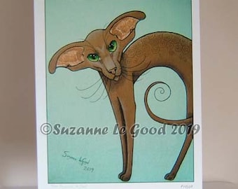 Oriental cat art print Cinnamon Limited Edition large signed from painting by English artist Suzanne Le Good