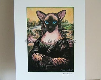 Siamese Cat art print painting sealpoint Mona Lisa signed limited edition, unmounted by Suzanne Le Good