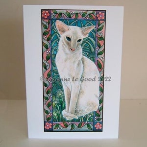 Siamese Katze Kunst Gemälde Grüße oder Geburtstag Karte Stil handgemacht Karte von der englischen Künstlerin Suzanne Le Good
