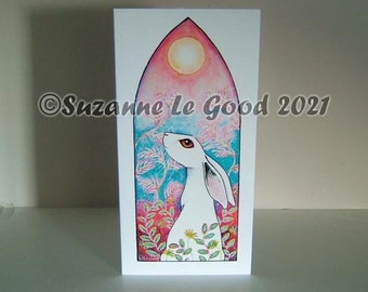 Hare Moon Sun art painting greetings birthday all occasions card original design by English artist Suzanne Le Good