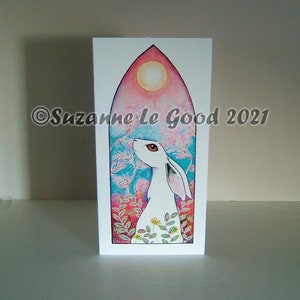 Hase Mond Sonne Kunst Malerei Grüße Geburtstag alle Gelegenheiten Karte Original Design von der englischen Künstlerin Suzanne Le Good