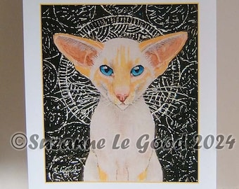 Siamese Cat art print from original painting Redpoint Flamepoint signed limited edition, unmounted by Suzanne Le Good