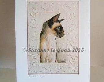 Siamese Cat art print sealpoint limited edition signed limited edition from original watercolour painting by Suzanne Le Good