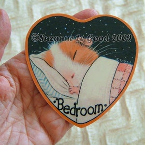 GUINEA PIG art bedroom Door sign laminated from original painting cavy by Suzanne Le Good image 4