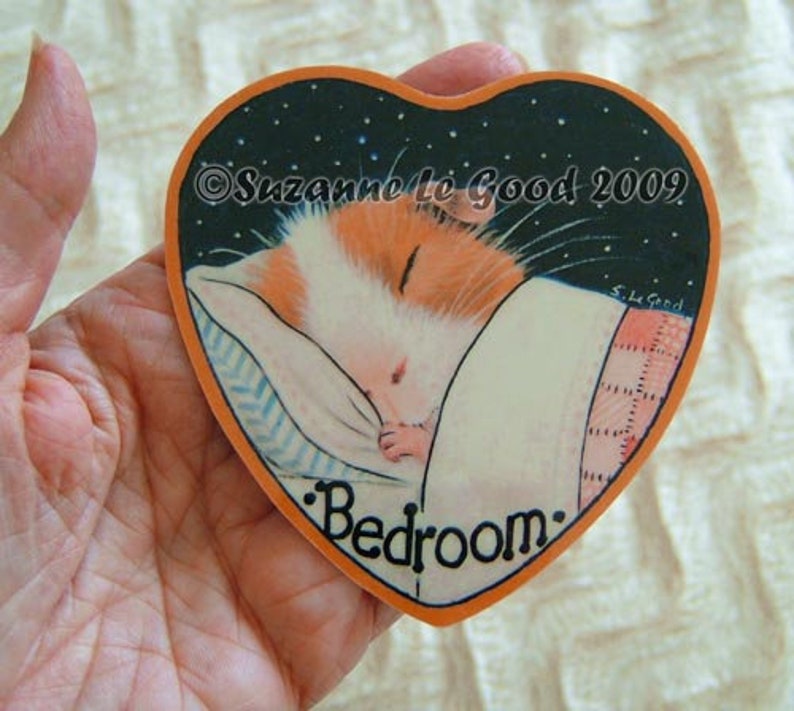 GUINEA PIG art bedroom Door sign laminated from original painting cavy by Suzanne Le Good image 4