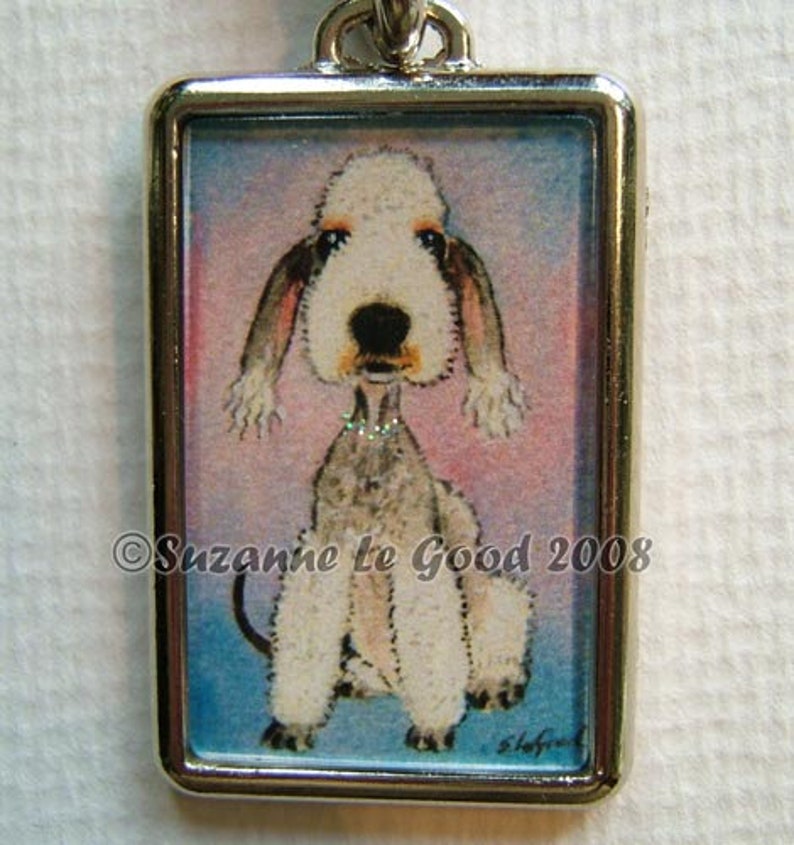 Bedlington Terrier dog art Keyring/handbag charm with print from original painting by Suzanne Le Good image 2