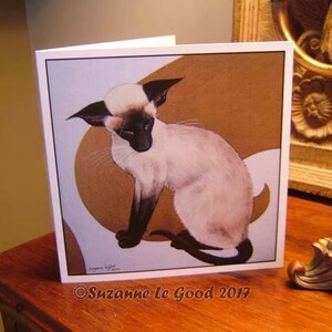 Carte de vœux siamoise Cat sealpoint art toutes les occasions de la peinture originale de l’artiste anglaise Suzanne Le Good