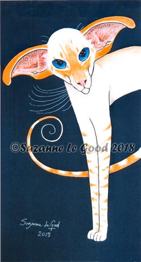 Siamese Cat Art Print Redpoint Flamepoint Oriental Shorthair