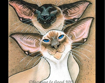 SIAMESE CAT Limited Edition large print  sealpoint, chocolatepoint by Suzanne Le Good