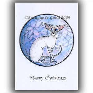 BLUE TABBYPOINT SIAMESE Chat Cartes de Noël pack de 6 par Suzanne Le Good