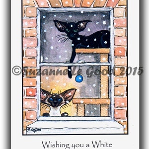 8 Mixed Siamese and Oriental Cat art painting Christmas cards holiday by Suzanne Le Good image 5