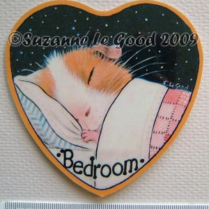 GUINEA PIG art bedroom Door sign laminated from original painting cavy by Suzanne Le Good image 3