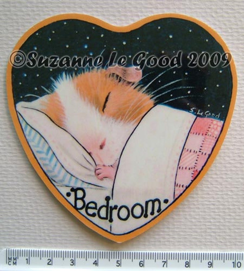 GUINEA PIG art bedroom Door sign laminated from original painting cavy by Suzanne Le Good image 3