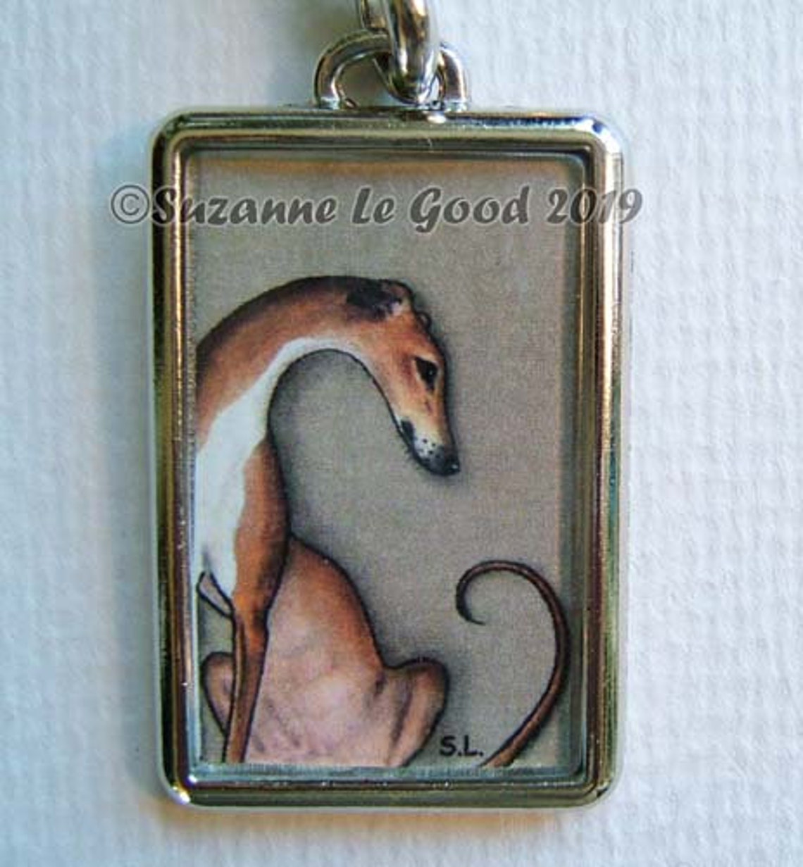 GREYHOUND DOG Keyring, Keychain, Handbag Charm With Print From Original Painting By Suzanne Le - Foto 8