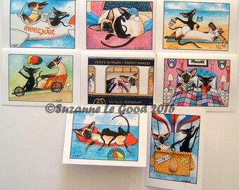 SIAMESE CAT and ORIENTAL pack of 8 different greetings cards by Suzanne Le Good